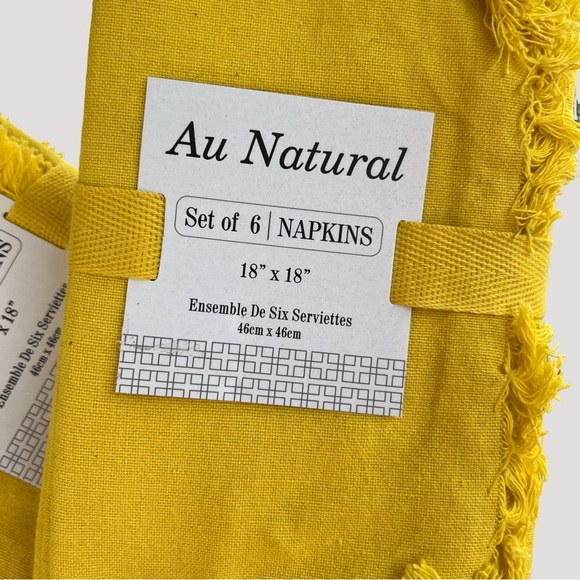 Au Natural by April Cornell 2 Sets of 6 Yellow Fringe Napkins- 12 Total - Picture 2 of 4